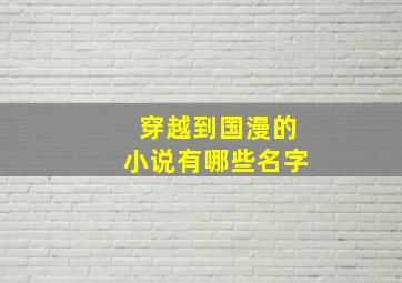 穿越到国漫的小说有哪些名字