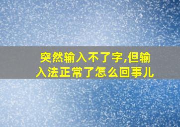 突然输入不了字,但输入法正常了怎么回事儿