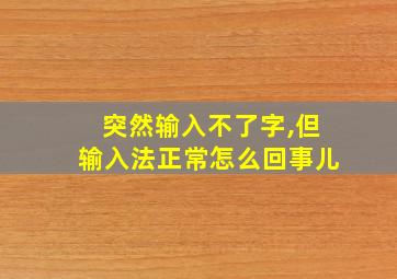 突然输入不了字,但输入法正常怎么回事儿