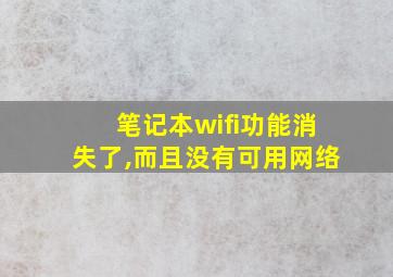 笔记本wifi功能消失了,而且没有可用网络