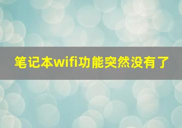 笔记本wifi功能突然没有了