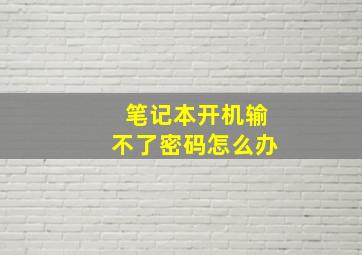 笔记本开机输不了密码怎么办