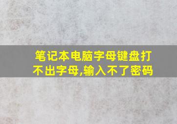 笔记本电脑字母键盘打不出字母,输入不了密码