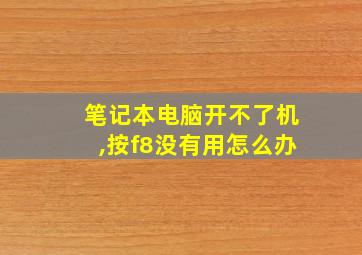 笔记本电脑开不了机,按f8没有用怎么办