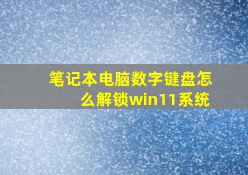 笔记本电脑数字键盘怎么解锁win11系统