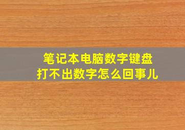 笔记本电脑数字键盘打不出数字怎么回事儿