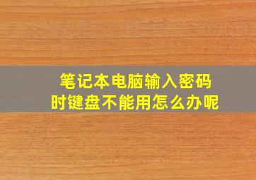 笔记本电脑输入密码时键盘不能用怎么办呢