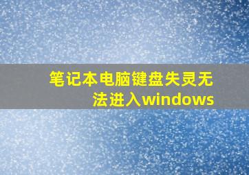 笔记本电脑键盘失灵无法进入windows