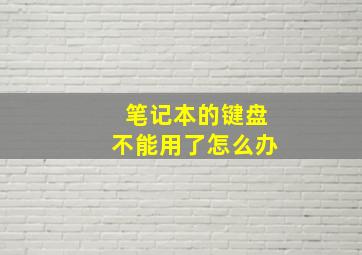 笔记本的键盘不能用了怎么办