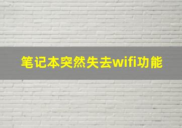 笔记本突然失去wifi功能