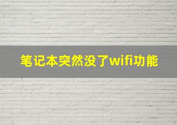 笔记本突然没了wifi功能