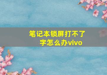 笔记本锁屏打不了字怎么办vivo