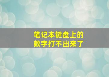 笔记本键盘上的数字打不出来了