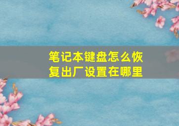 笔记本键盘怎么恢复出厂设置在哪里