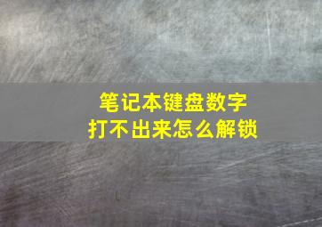 笔记本键盘数字打不出来怎么解锁