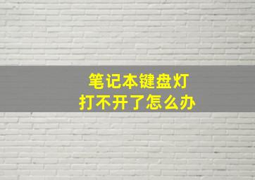 笔记本键盘灯打不开了怎么办