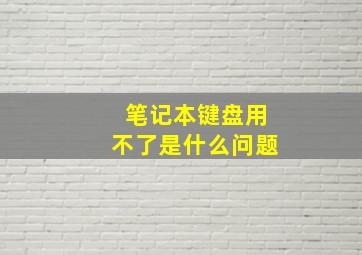 笔记本键盘用不了是什么问题