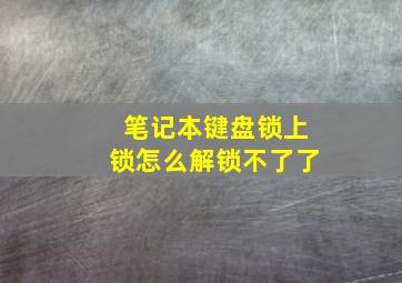 笔记本键盘锁上锁怎么解锁不了了