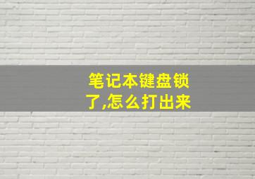 笔记本键盘锁了,怎么打出来