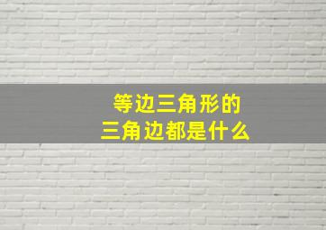 等边三角形的三角边都是什么