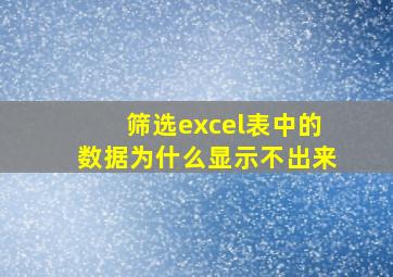 筛选excel表中的数据为什么显示不出来