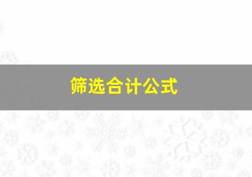 筛选合计公式