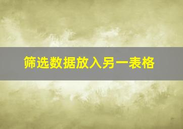 筛选数据放入另一表格