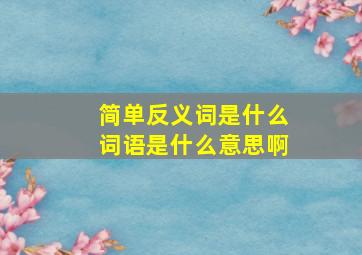 简单反义词是什么词语是什么意思啊