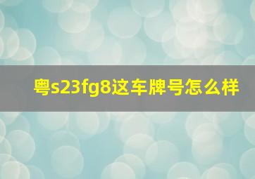 粤s23fg8这车牌号怎么样