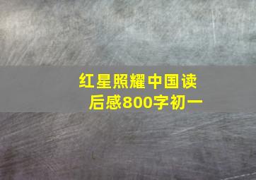 红星照耀中国读后感800字初一