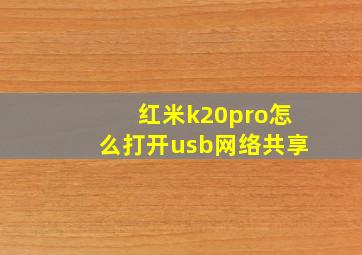 红米k20pro怎么打开usb网络共享