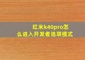 红米k40pro怎么进入开发者选项模式