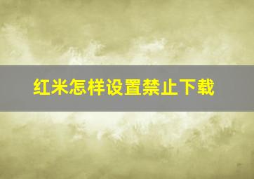 红米怎样设置禁止下载