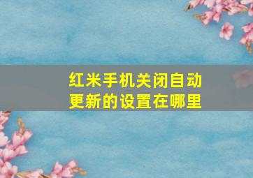 红米手机关闭自动更新的设置在哪里