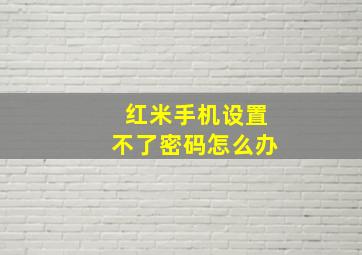 红米手机设置不了密码怎么办