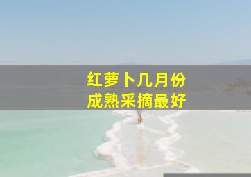 红萝卜几月份成熟采摘最好