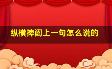 纵横捭阖上一句怎么说的