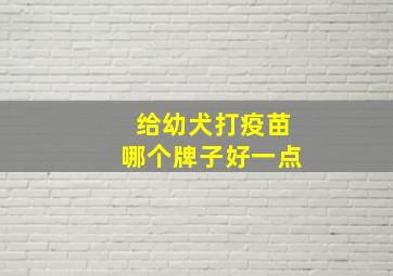 给幼犬打疫苗哪个牌子好一点