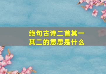 绝句古诗二首其一其二的意思是什么