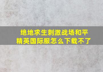 绝地求生刺激战场和平精英国际服怎么下载不了