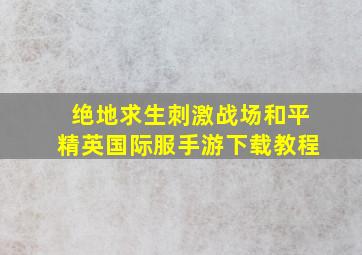 绝地求生刺激战场和平精英国际服手游下载教程