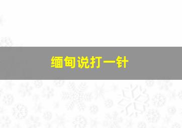 缅甸说打一针