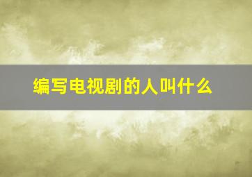 编写电视剧的人叫什么