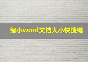 缩小word文档大小快捷键