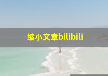 缩小文章bilibili