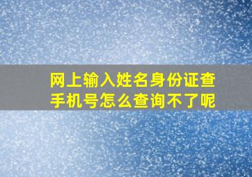 网上输入姓名身份证查手机号怎么查询不了呢