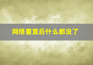 网络重置后什么都没了