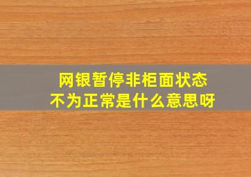 网银暂停非柜面状态不为正常是什么意思呀