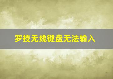 罗技无线键盘无法输入