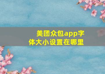 美团众包app字体大小设置在哪里